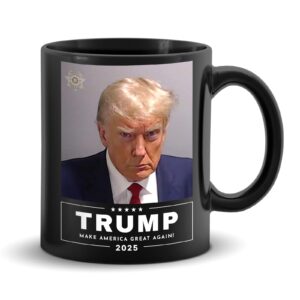 2025 trump mug, black double sided printing trump coffee mugs with handle for home office daily drink, trump coffee cup for brother father family friends