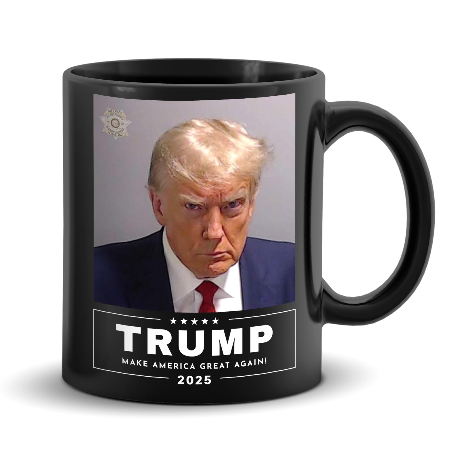 2025 Trump Mug, Black Double Sided Printing Trump Coffee Mugs with Handle for Home Office Daily Drink, Trump Coffee Cup for Brother Father Family Friends