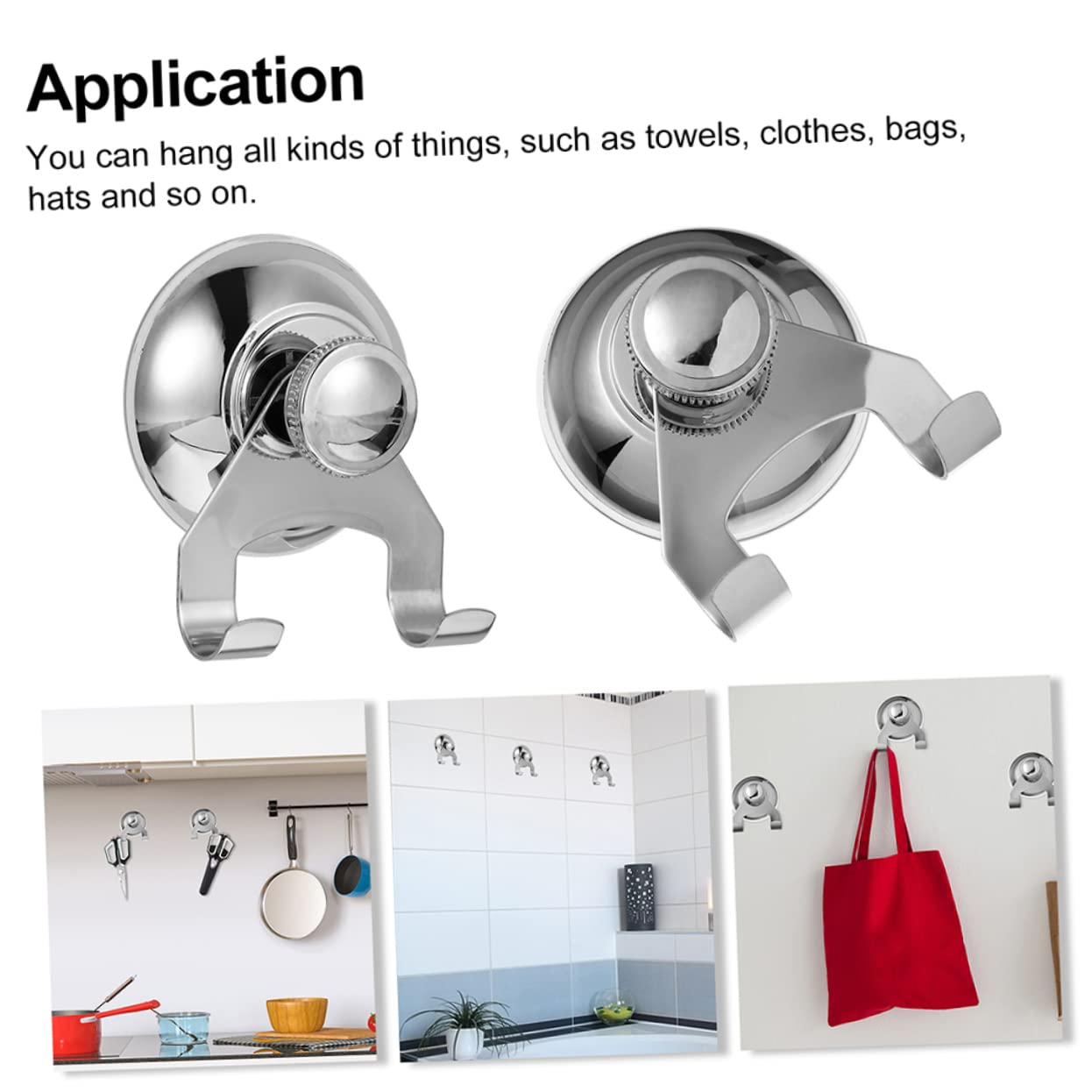 STOBAZA 2pcs Sucker Clothes Hook Metal Shower Suction Cup Hooks Shower Suction Hooks Bathroom Suction Hooks Heavy Duty Hangers Bathroom Organizer Stainless Steel No Punching Wall Hook