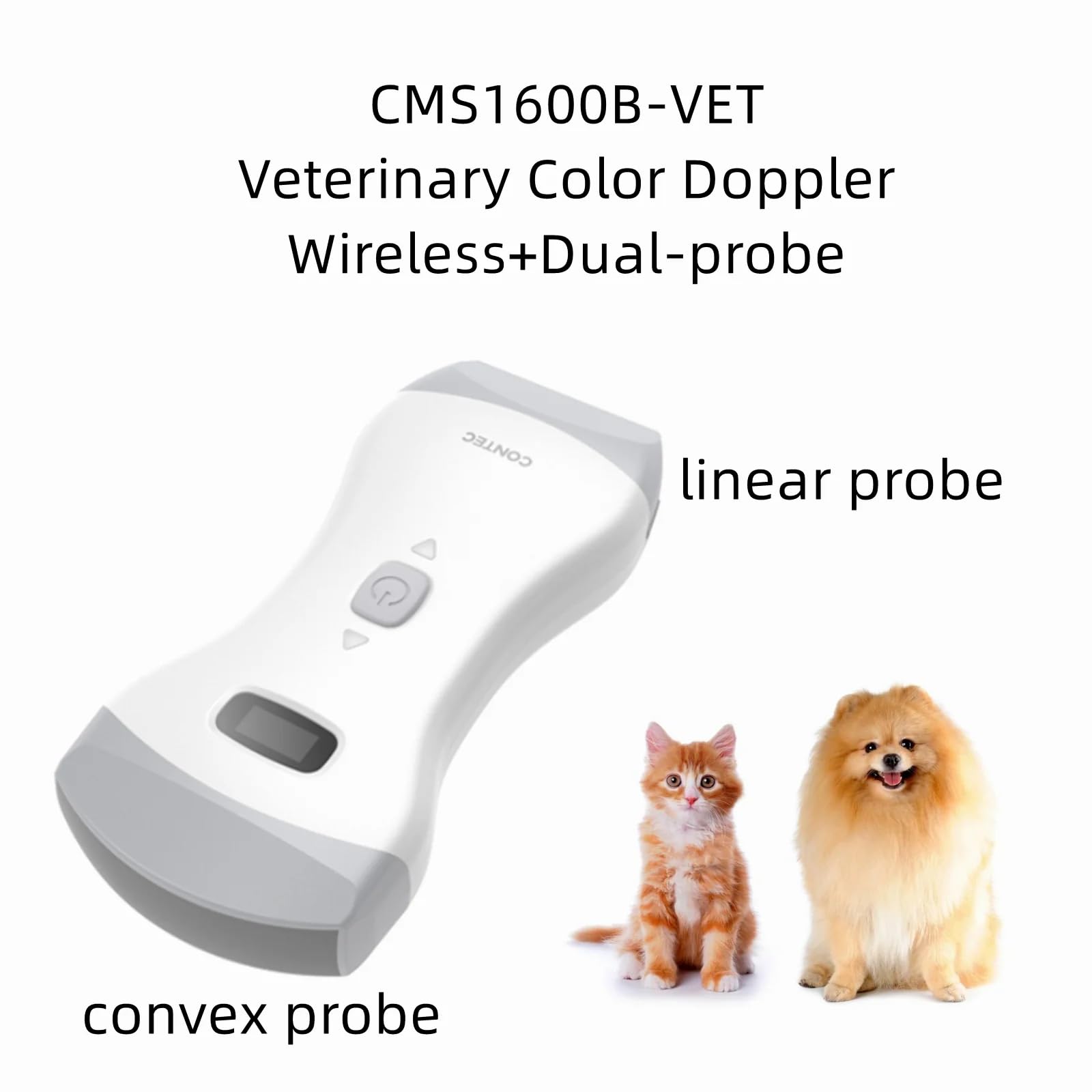 CONTEC Veterinary Wireless Ultrasound Handheld Dual for Animals-Probe Color Doppler Diagnostic System 32 Channel Rechargeable.Suitable for Home,Pets Clinic,Pets Hospital and Other Occasions