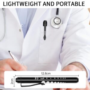 RISEMART Pen Lights for Nurses Reusable Medical Pen Light with Pupil Gauge and Ruler, White Light LED Penlight for Nurse Student Doctors EMT Black