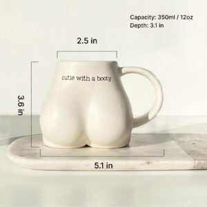 Butt Funny Coffee Mug for Women, Cute Novelty Gifts Butt Shaped 3d Cup, Cute Mugs for Women Booty Mug, Female Body Mug Vase, Nice Butt Cute Mugs Gift, Funny Mugs for Friends 12oz (Cream)