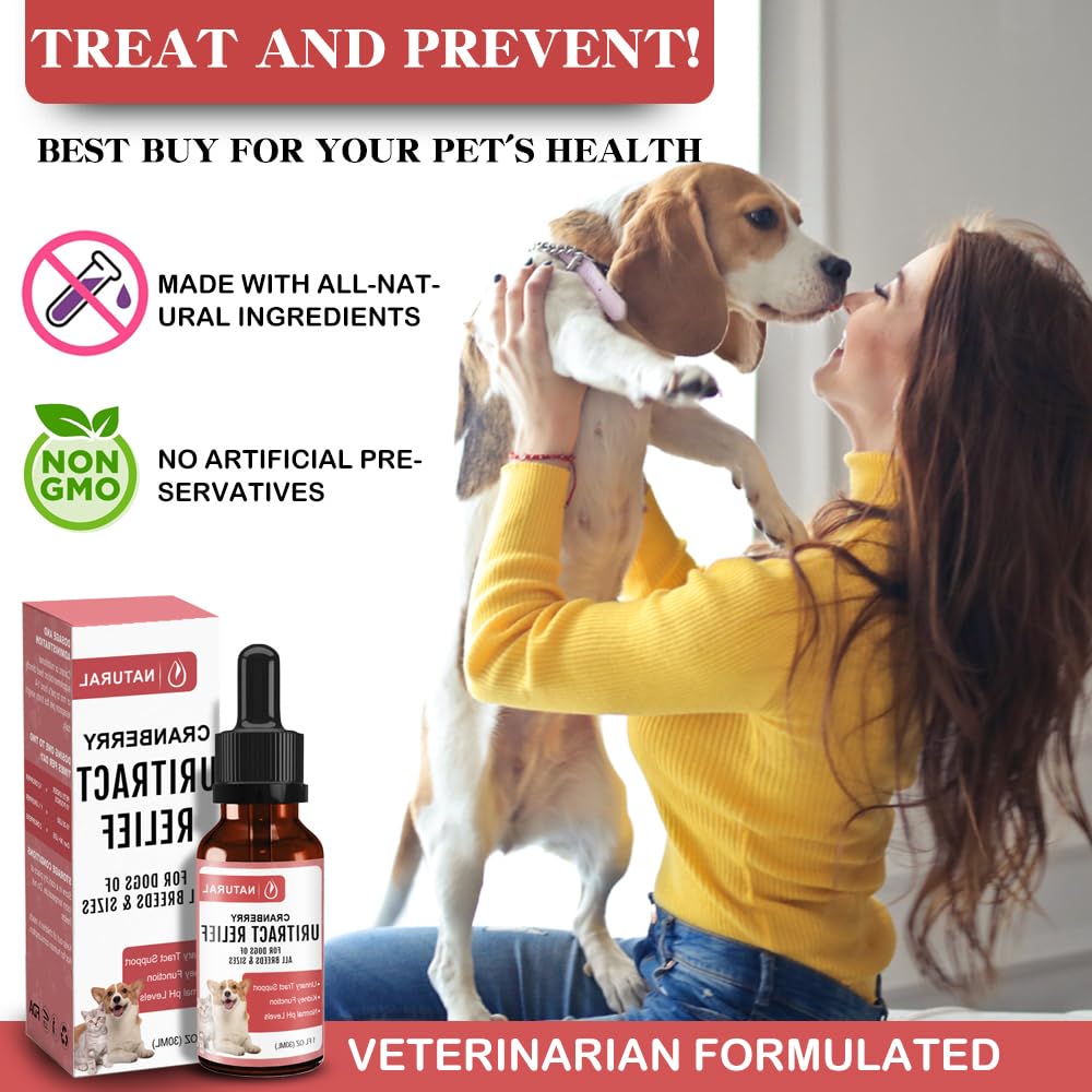 SZYCKJGS Dog UTI Treatment | Bladder Control for Dogs | Cranberry Supplement for Dogs | Pet Renal Health & UTI Care Drops | Cat Urinary Tract Infection Treatment | 1 fl oz