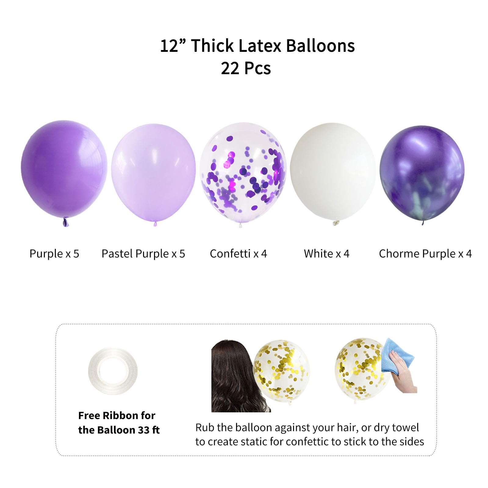 ANSOMO Purple Happy Birthday Party Decorations Dark Light Pastel Purple Lilac Violet Lavender White Tissue Paper Pom Poms Tassel Garland Banner Balloons Décor Supplies Women Girls Her