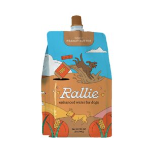 Rallie Peanut Butter Enhanced Water Supplement for Dogs - Includes Collagen for Skin & Coat, Glucosamine for Hip & Joint Support, as Well as Electrolytes for Superior Hydration Pack of 12