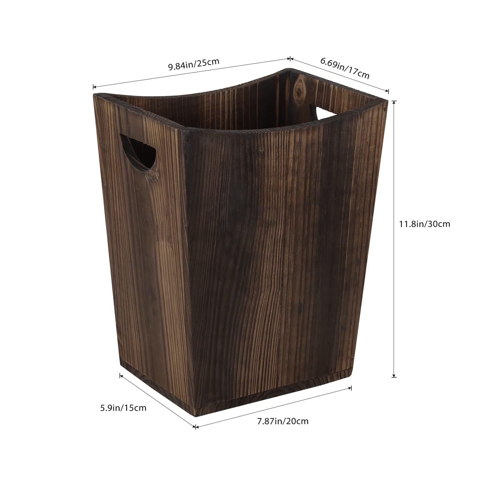 MOOACE Wood Trash Can, Small Waste Basket with Handles, Rectangular Wood Garbage Can Recycling Bin for Bedroom, Bathroom, Kitchen, Office