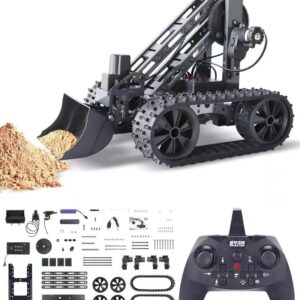 VANLINNY STEM Robotic Kit - 4DOF Robot Arm with Remote Control, Track 2 in 1 Educational Science Kits for Kids Ages 8-12 & 12-16 Project Kits for Engineering & Robot Building Great Kids Gifts.