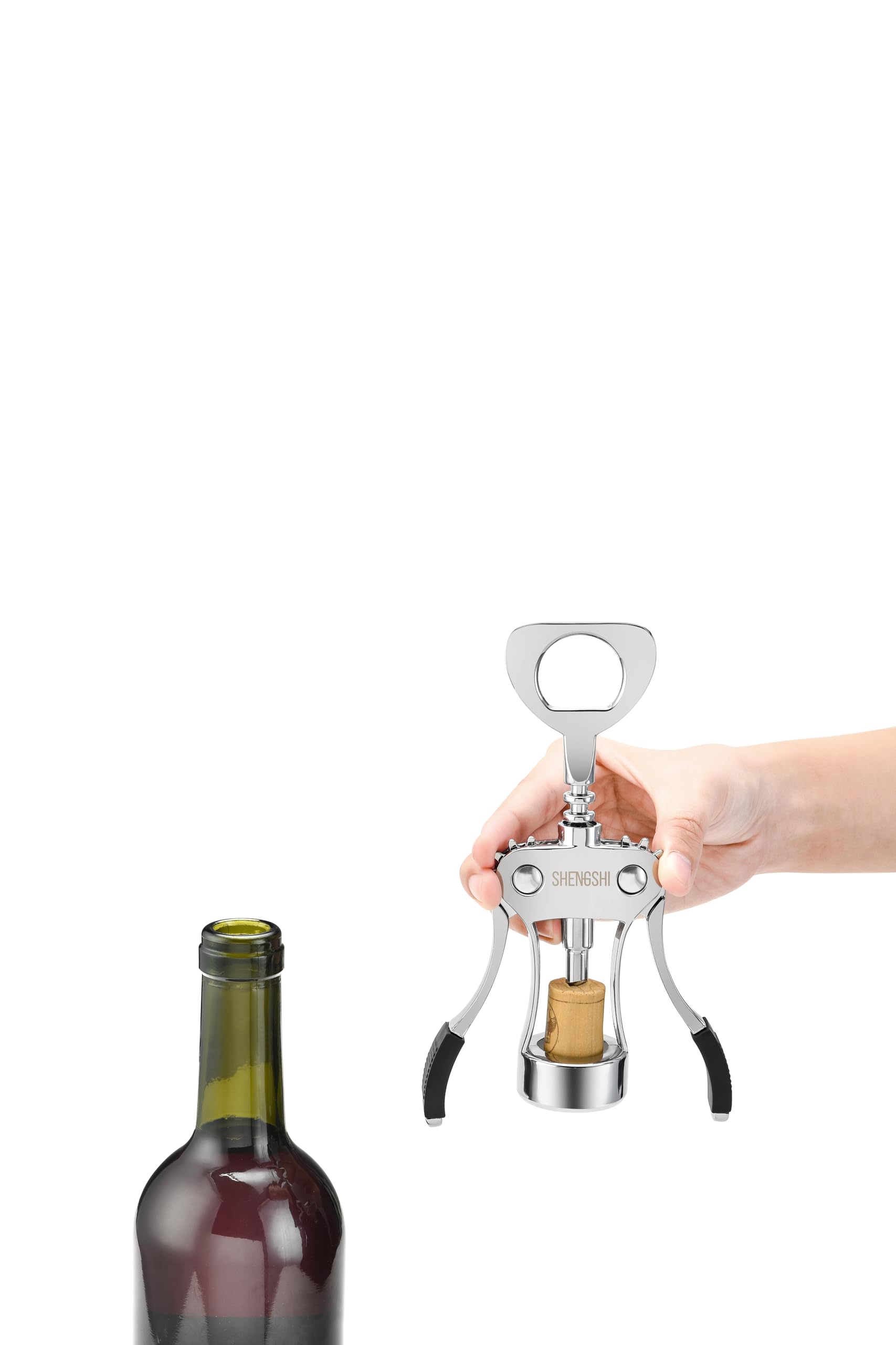 shengshi Wine Opener Zinc Alloy Premium Wing Corkscrew Wine Bottle Opener With Multifunctional Bottles Opener