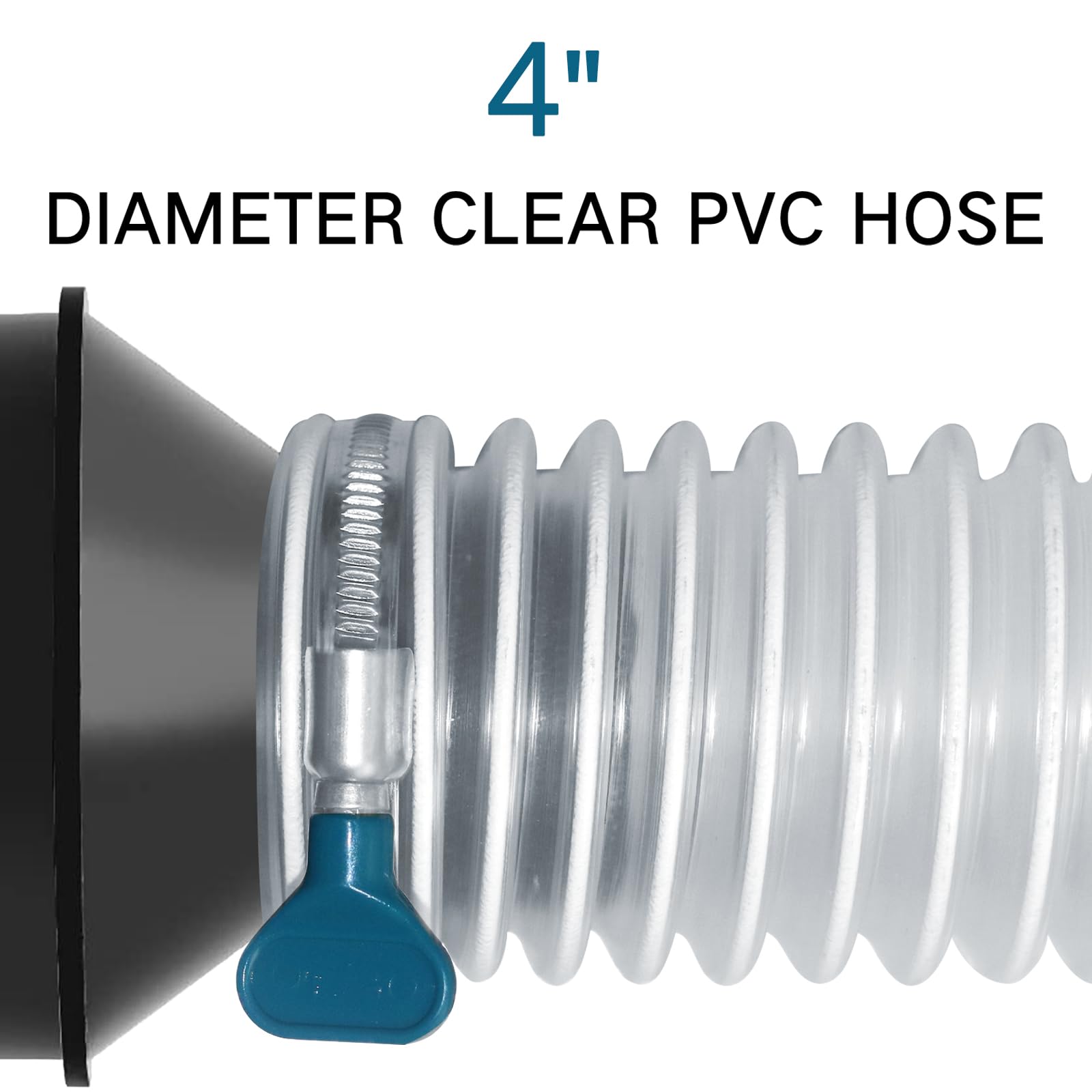 Heavy PVC Dust Collection Hose 4" x 10', Puncture Resistant PVC Dust Collection Hose with Carbon Steel Wire Coil, Flexible Clear PVC Fume Collection Hose for Dust Collectors