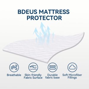 BDEUS Queen Quilted Fitted Mattress Pad, Soft and Breathable Mattress Protector with 180 GSM Down Alternative Fillings, Noiseless Mattress Cover with 6-18" Deep Pocket,Women's Gift Idea.