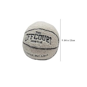 9.84inch Cute Offcourt Basketball Pillow,Durable Stuffed Sport Basketball Plush Toys,Game Lovers Fans Decoration Gift (beige)