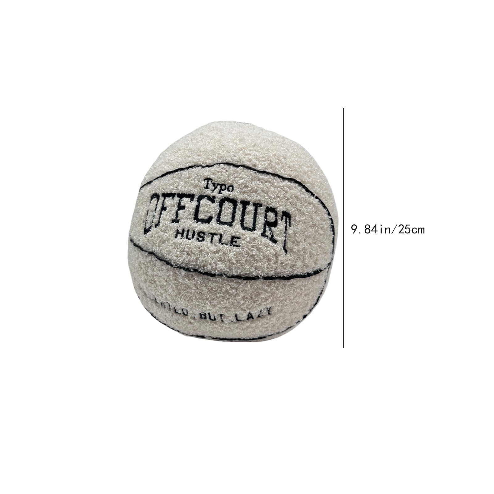 9.84inch Cute Offcourt Basketball Pillow,Durable Stuffed Sport Basketball Plush Toys,Game Lovers Fans Decoration Gift (beige)