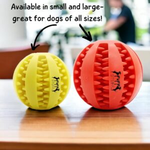 Pupp Stuff 2-in-1 Dog Ball Toy- Green 3 inch- Durable Chew Ball for Aggressive Chewers, Non-Toxic Natural Rubber, Teeth Cleaning Aid, Snack-Filling Fun, Anxiety and Stress Relief - for All Dog Sizes