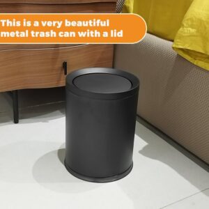 12L/3GAL Black Bathroom Trash Can with Lid,Swing Top Trash can for Bathroom, Modern Trash Can for Bathroom,Bedroom,Living Room,Office,Laundry,Hotel,Bank