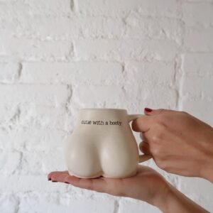 Butt Funny Coffee Mug for Women, Cute Novelty Gifts Butt Shaped 3d Cup, Cute Mugs for Women Booty Mug, Female Body Mug Vase, Nice Butt Cute Mugs Gift, Funny Mugs for Friends 12oz (Cream)