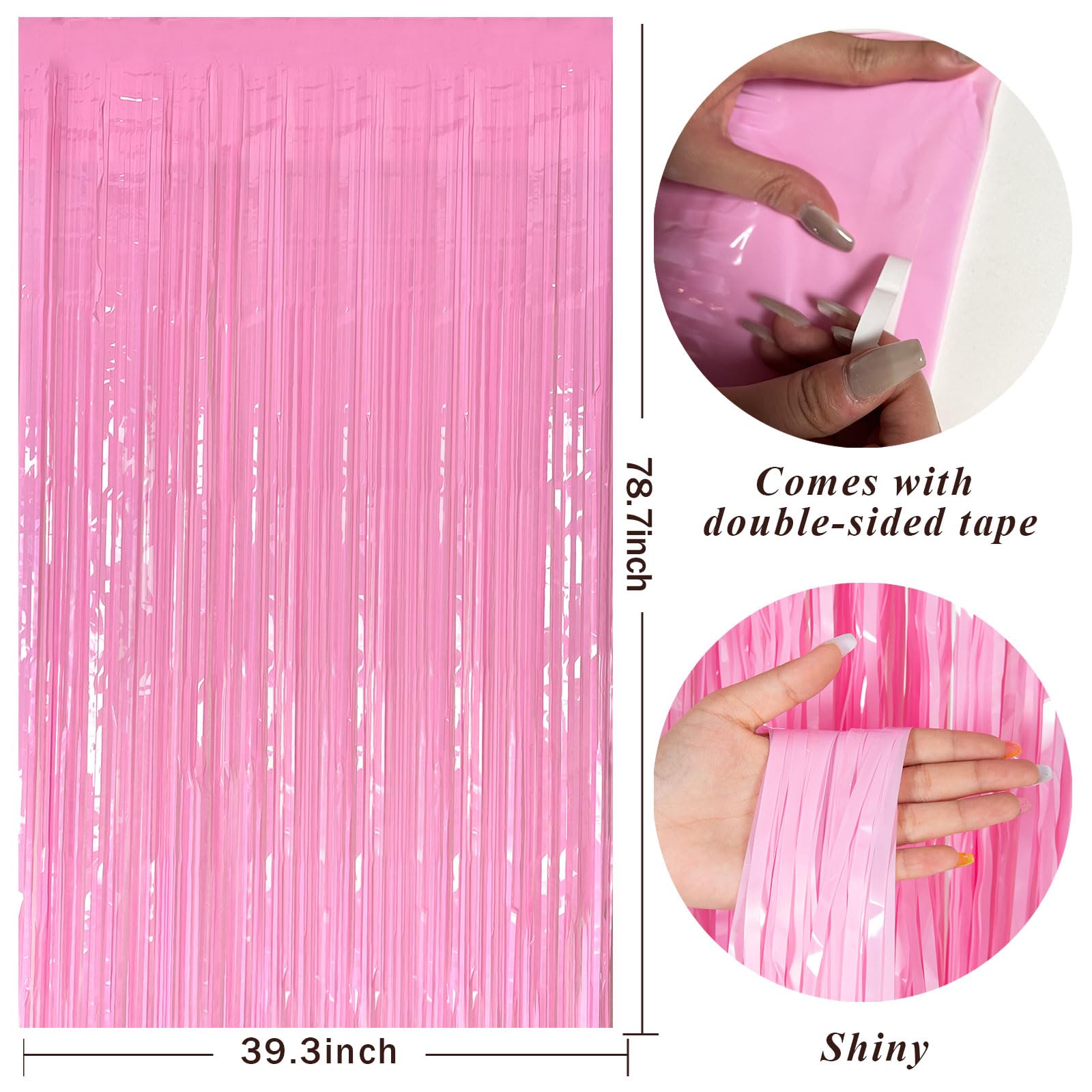 Pink Party Streamers Foil Fringe Backdrop Curtains Tinsel Streamers Birthday Party Decorations Fringe Backdrop for Birthday Party Graduation Bridal Shower