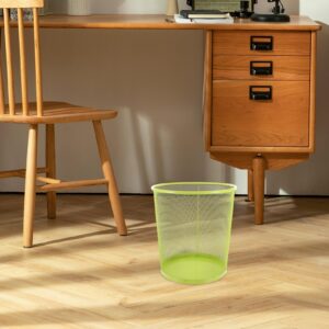 Ciieeo Green Mesh Trash Cans Mesh Office Trash Can Open Top Metal Wire Wastebaskets Waste Basket for Near Desk Garbage Can Recycling Garbage Container Bin 26.5x28cm