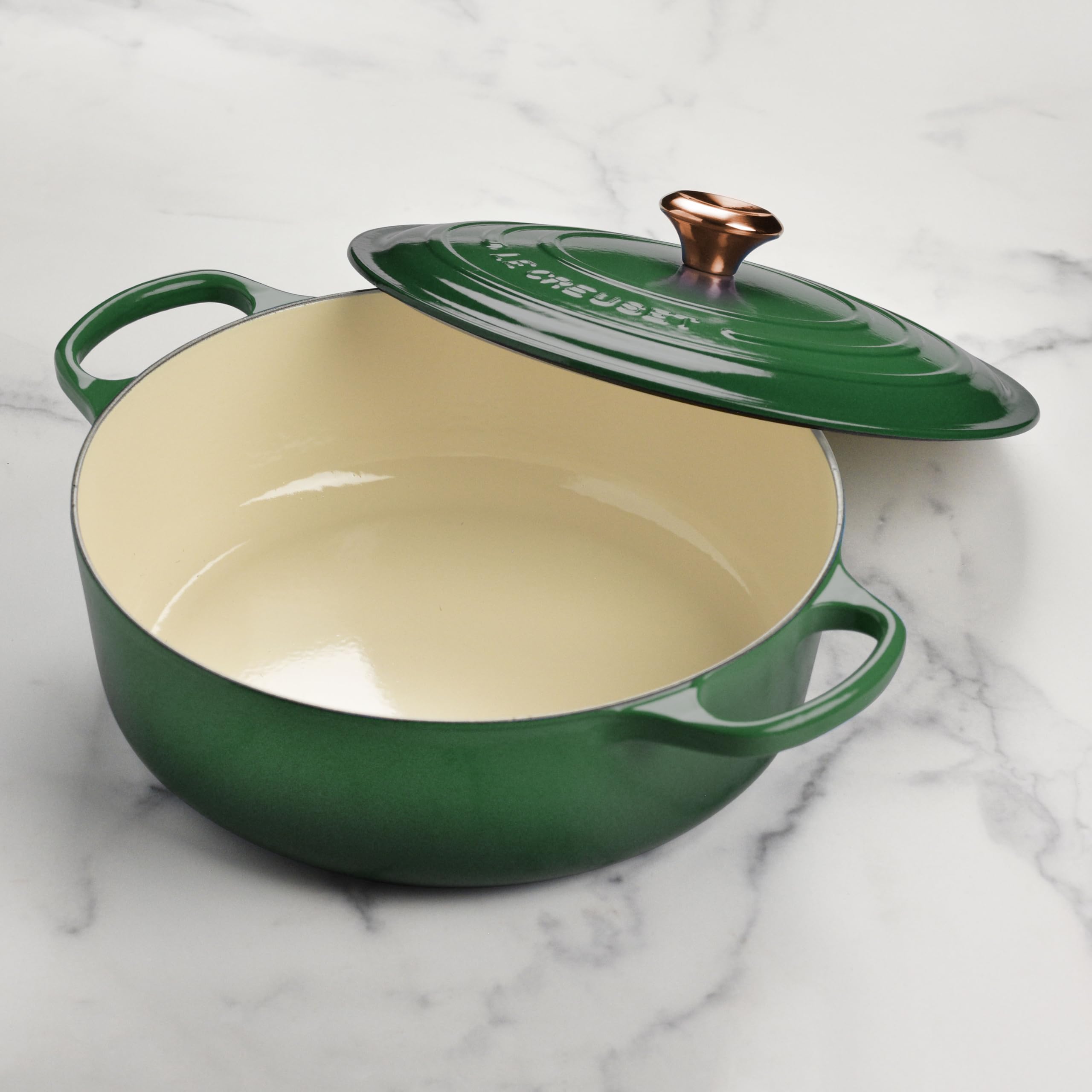 Le Creuset Signature 6.75-quart Round Wide Oven with Copper Knob - Enameled Cast Iron (Artichaut)