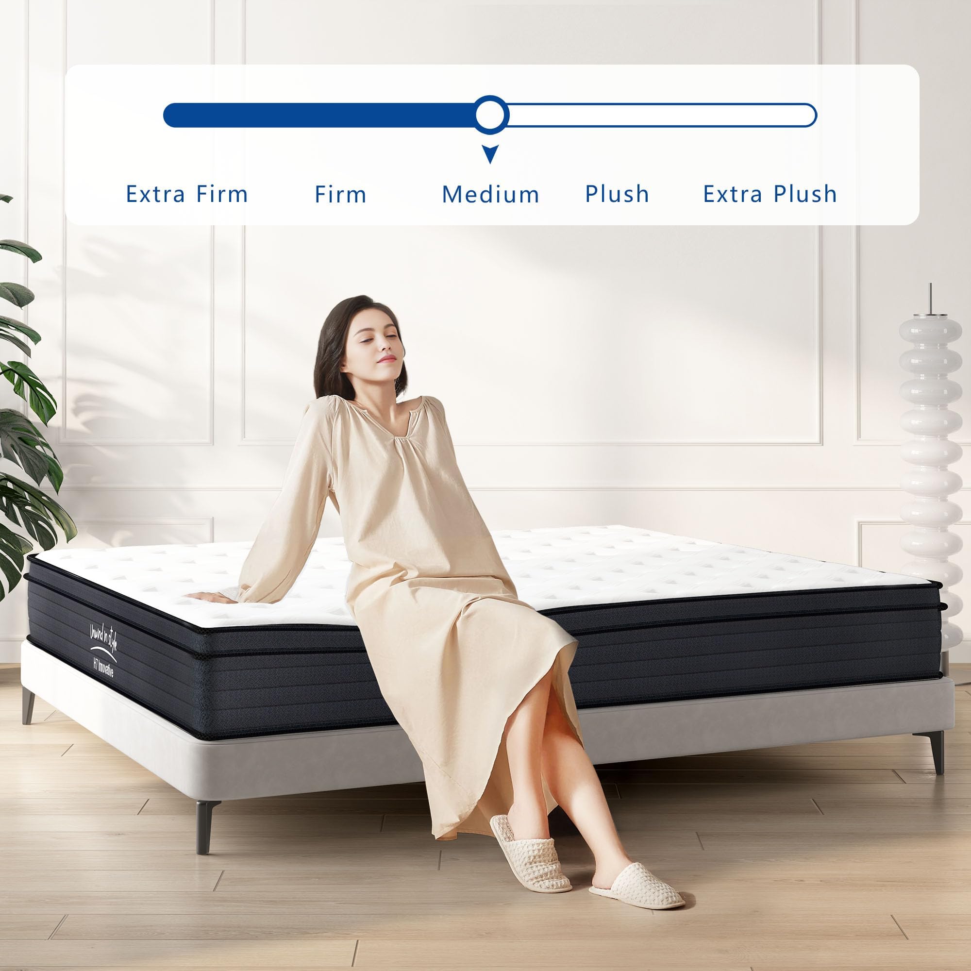 Mattress Queen Size,10 Inch Queen Mattress in a Box With Gel Memory Foam,Queen Mattress Individually Pocketed Innerspring,Medium Firm for Pressure Relief,Back Pain Relief,120 Nights Risk-Free Trial