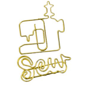 cute paperclips for sewing lovers, stocking stuffer for quilters, gold sew and sewing machine paperclips, gifts for sewing enthusiasts