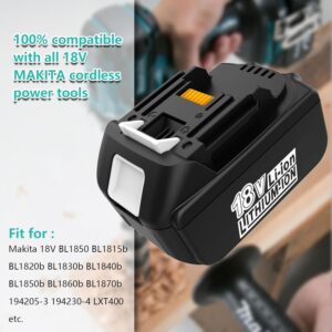 POEOSAS 2 Pack Replacement for Makita 18V Battery 6.0Ah 18 Volt Battery Compatible with Makita BL1860 BL1850B BL1850 BL1840 BL1840B BL1830B BL1830 BL1815 BL1815B LXT400 with LED Indicator