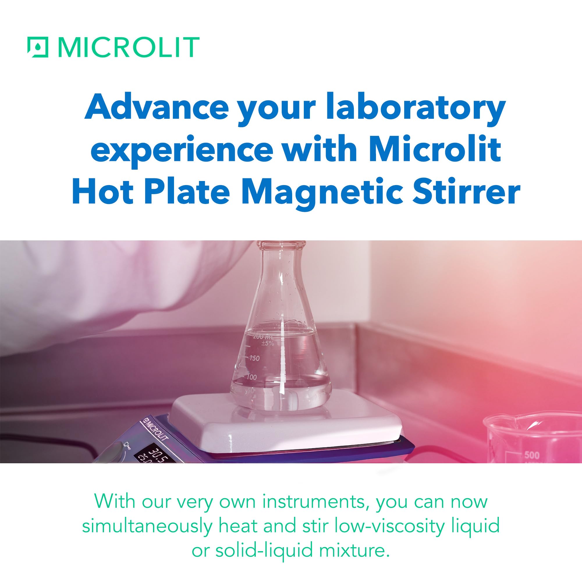 Microlit 5.9 in 300°C/572°F Digital Hotplate Magnetic Stirrer Hot Plate Ceramic Coated,100-1600rpm, Stand Stir Bar | Temp Probe Sensor Stir Bars Included Heated Stirring Plate with Memory Function