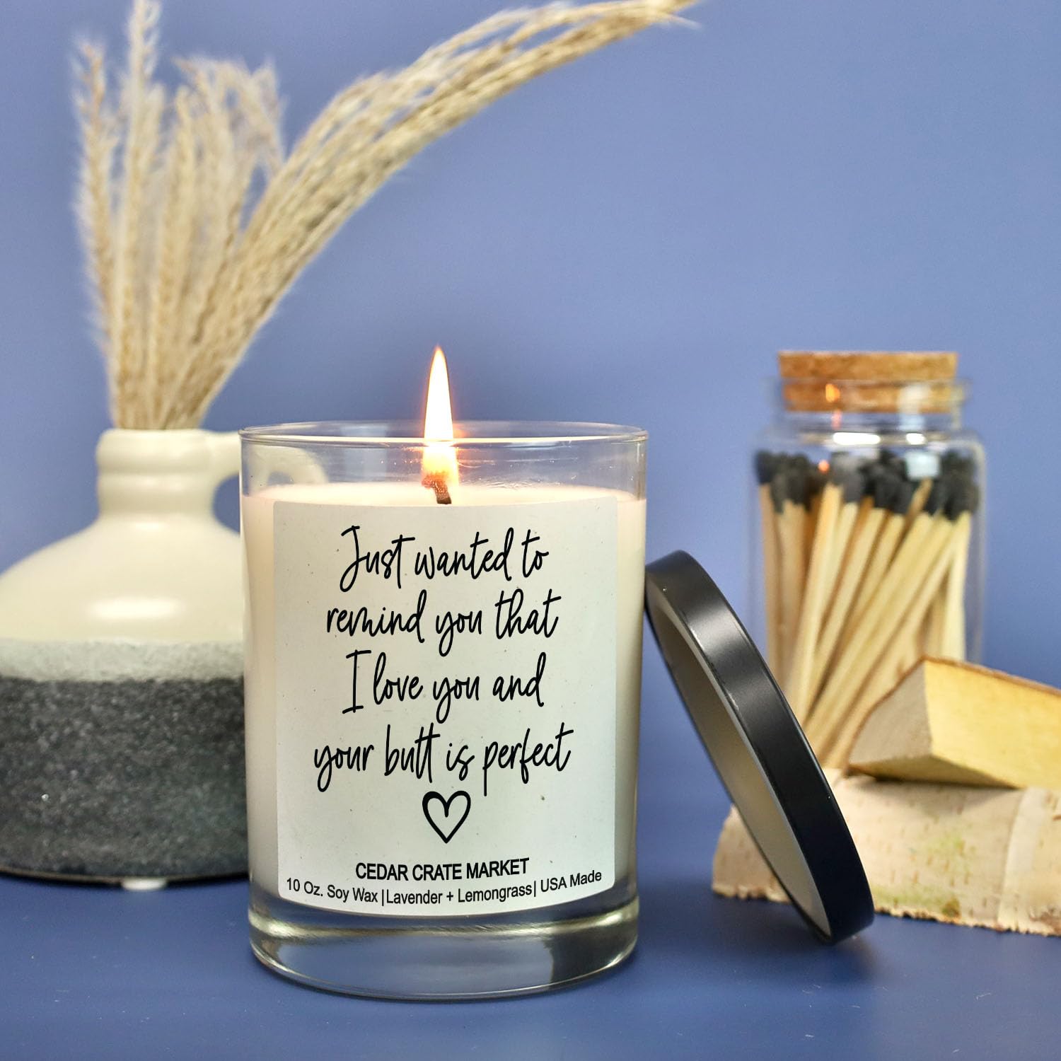 I Love You Gift for Her | Your Butt is Perfect | Funny Scented Candle Romantic Gifts for Girlfriend, Boyfriend, Husband, Wife, BFF on Birthday, Thanksgiving, Christmas Candles - Lavender, Lemongrass