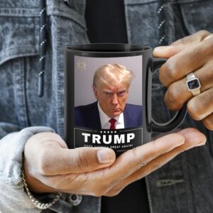 2025 Trump Mug, Black Double Sided Printing Trump Coffee Mugs with Handle for Home Office Daily Drink, Trump Coffee Cup for Brother Father Family Friends