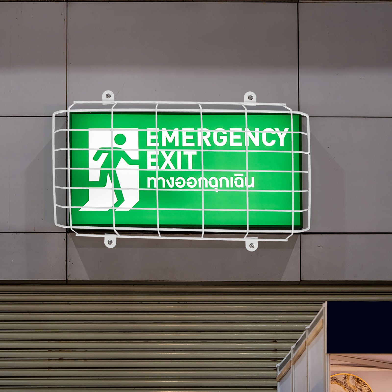 Angoily Exit Sign Protective Cage Cover, Exit Sign Damage Stopper Protective, Coated Steel Wire Guard, Wall Mount Exit Sign Emergency Lights Exit Sign Light Protective Guard