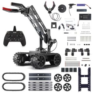 VANLINNY STEM Robotic Kit - 4DOF Robot Arm with Remote Control, Track 2 in 1 Educational Science Kits for Kids Ages 8-12 & 12-16 Project Kits for Engineering & Robot Building Great Kids Gifts.