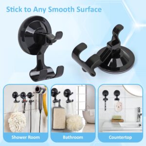 Powerful Black Waterproof Suction Cup Razor Hooks, Removable and Reusable Vacuum Hooks for Shower Wall or Any Flat Surface. (2 Pack)