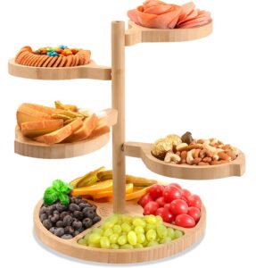 cheese boards charcuterie gift bamboo: 5-in-1 360° rotation unique serving platters for housewarming wedding party holiday birthday gift easy setup - utcg u2