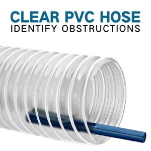 Heavy PVC Dust Collection Hose 4" x 10', Puncture Resistant PVC Dust Collection Hose with Carbon Steel Wire Coil, Flexible Clear PVC Fume Collection Hose for Dust Collectors