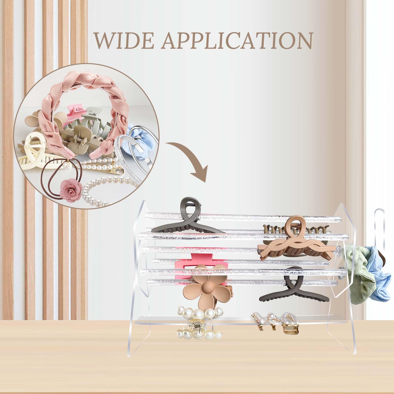 HOORITO Acrylic Hair Accessories Organizer Holder,360-Degree Rotating Claw Clip Organizer,Hair Clip Organizer Display Clear Stand for Dressing Table for Women and Girls