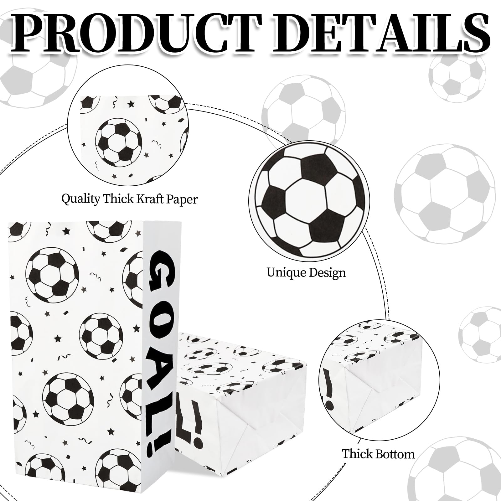 BLMHTWO 12 Pack Soccer Paper Bags Soccer Snack Bags with Stickers, Soccer Bags for Treats Soccer Gift Bags for Kids Party Favors Birthday Party Supplies