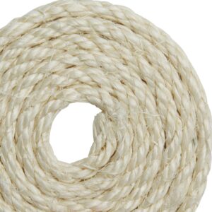 White Sisal Rope 3mm by 164-Feet for Cat Scratching Post Tree Tower Replacement Repair and Replace, DIY Hemp Twine Rope for Kittens Shelves Furniture Window Bed Perch House Climbing, 3mm by 50m