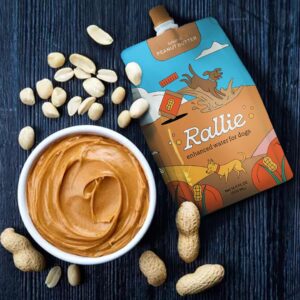 rallie peanut butter enhanced water supplement for dogs - includes collagen for skin & coat, glucosamine for hip & joint support, as well as electrolytes for superior hydration pack of 12