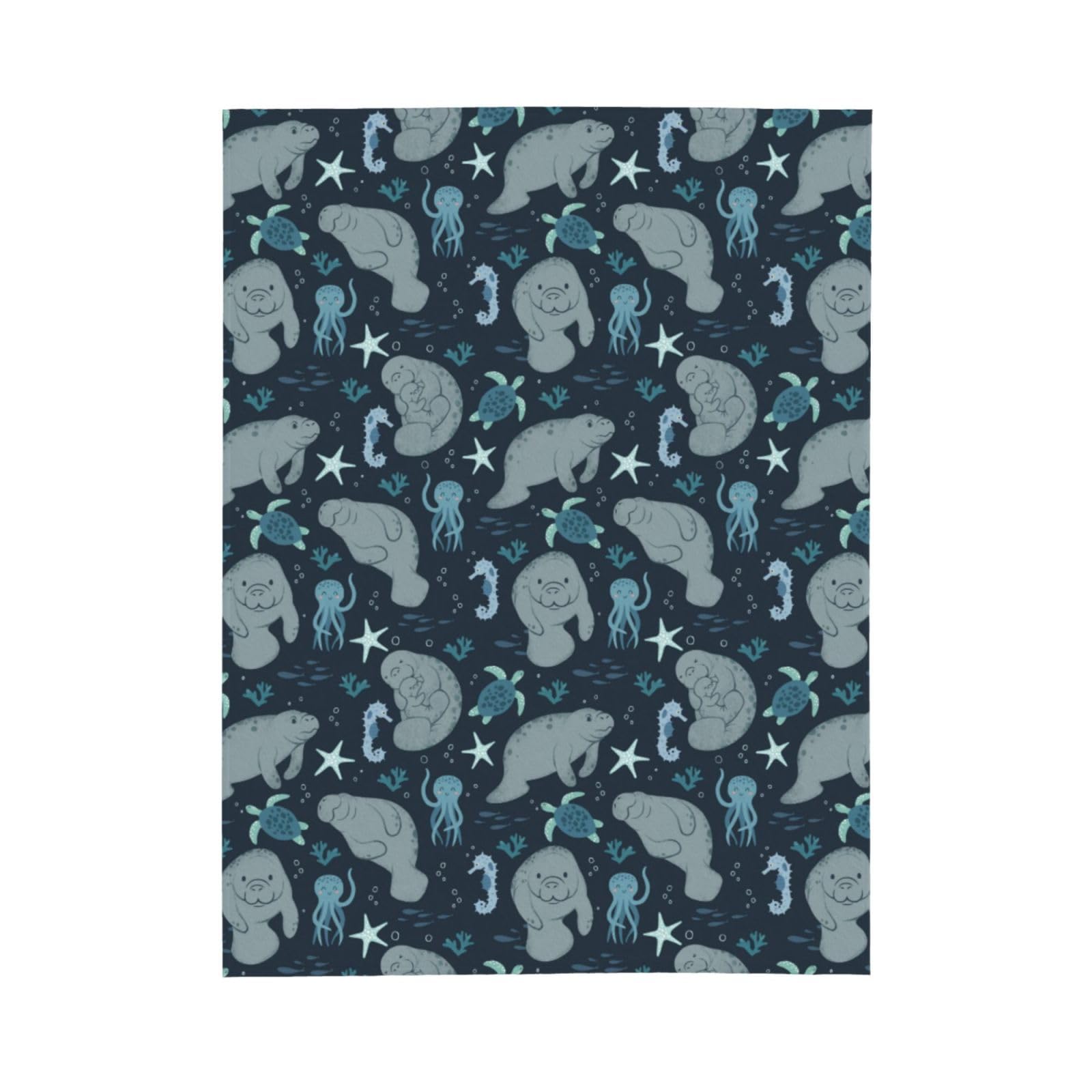 Manatees Throw Blanket Lightweight Warm Flannel Fleece Blankets Cozy Soft Blanket Gifts for Women Men Girls Boys 50"x40"