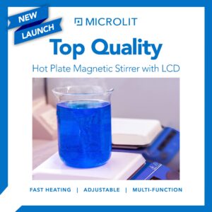 Microlit 5.9 in 300°C/572°F Digital Hotplate Magnetic Stirrer Hot Plate Ceramic Coated,100-1600rpm, Stand Stir Bar | Temp Probe Sensor Stir Bars Included Heated Stirring Plate with Memory Function