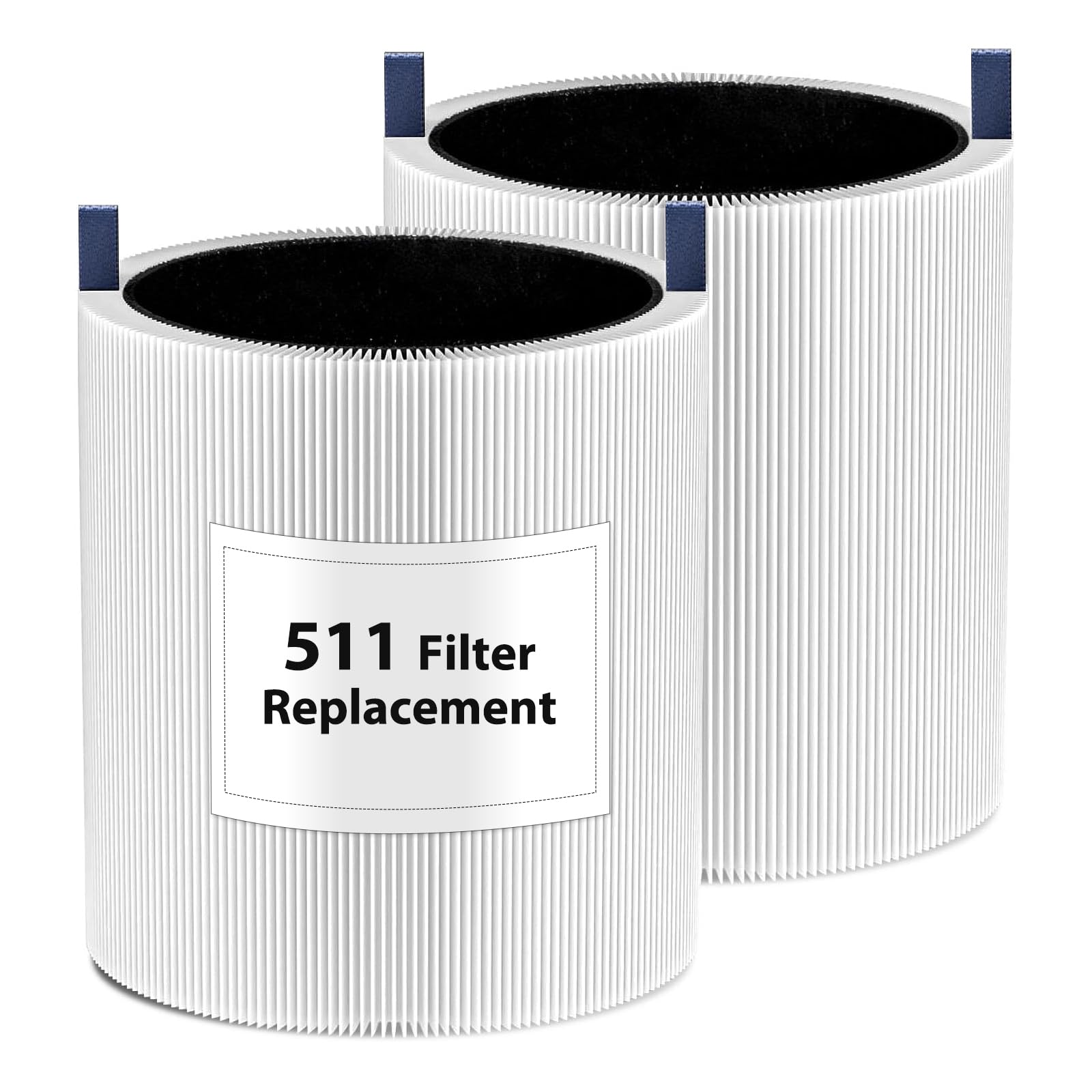 2 Pack Blue Pure 511 Filter Replacement Compatible With Blueair Blue Pure 511 Air Cleaner. Fit For Blue Air 511 Filter Replacement. 3-In-1 True HEPA Filter With Activated Carbon Filter.