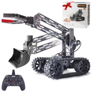 VANLINNY STEM Robotic Kit - 4DOF Robot Arm with Remote Control, Track 2 in 1 Educational Science Kits for Kids Ages 8-12 & 12-16 Project Kits for Engineering & Robot Building Great Kids Gifts.