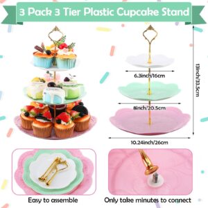 Layhit 83 Pcs Tea Party Decorations Include Disposable 12 Sets 9 Oz Paper Tea Cups with Handle and Saucers Floral Napkins 3 Tire Cake Stand Tea Serving Platter Tableware for Girl's Birthday