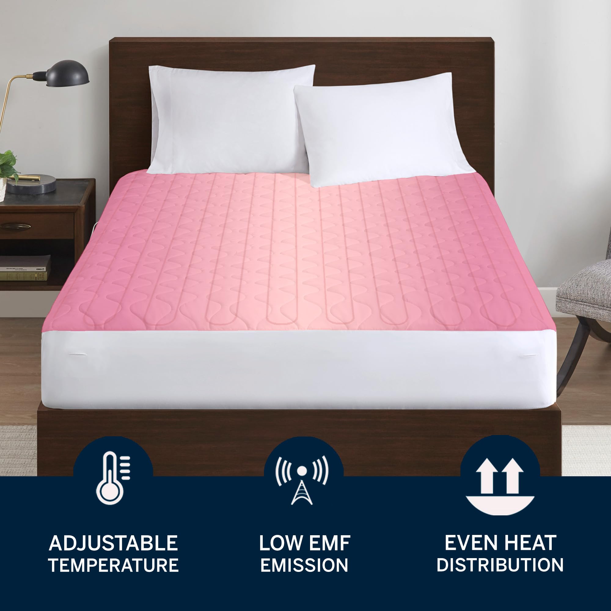 Serta Heated Mattress Pad Twin XL - Deep Pocket, 10 Heat Settings, Auto Shut Off, ETL Certified, Machine Washable, White