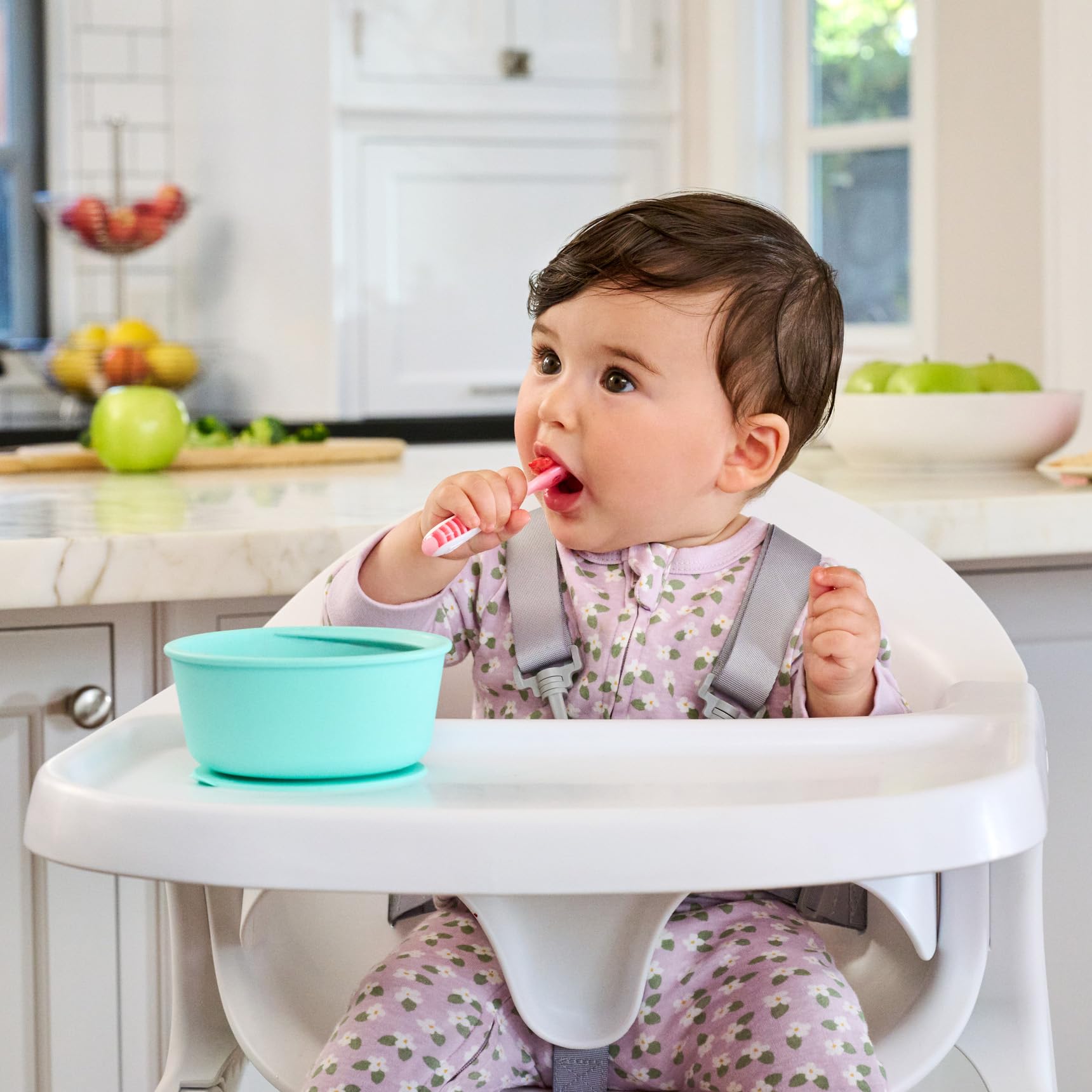 Munchkin® Gentle Dip™ Baby Spoons for Self Feeding and Baby Led Weaning, 3 Pack, Pink/Purple