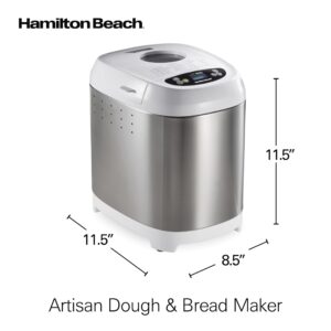 Hamilton Beach Digital Electric Bread Maker Machine Artisan and Gluten-Free, 2 lbs Capacity, 14 Settings, White and Stainless Steel (29987)