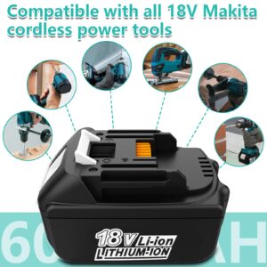 POEOSAS 2 Pack Replacement for Makita 18V Battery 6.0Ah 18 Volt Battery Compatible with Makita BL1860 BL1850B BL1850 BL1840 BL1840B BL1830B BL1830 BL1815 BL1815B LXT400 with LED Indicator