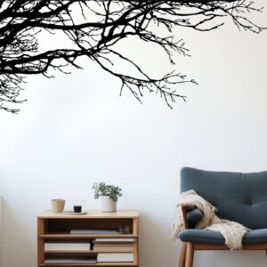 eersida large tree wall decal, 6 sheets peel and stick mural wallpaper, tree style, black, pvc, waterproof, indoor use, for home bedroom living room decor