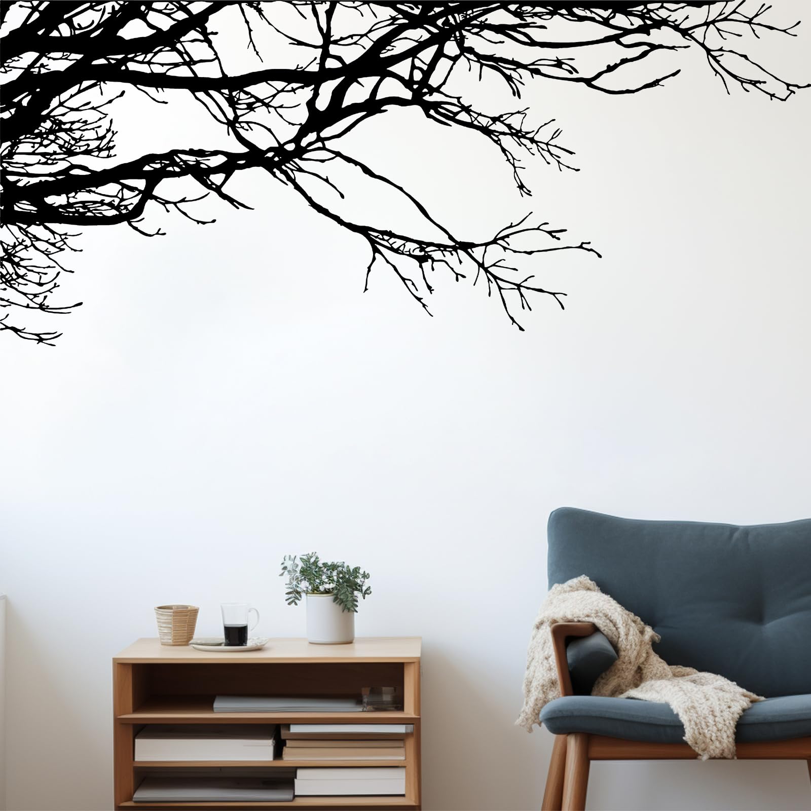 Eersida Large Tree Wall Decal, 6 Sheets Peel and Stick Mural Wallpaper, Tree Style, Black, PVC, Waterproof, Indoor Use, for Home Bedroom Living Room Decor