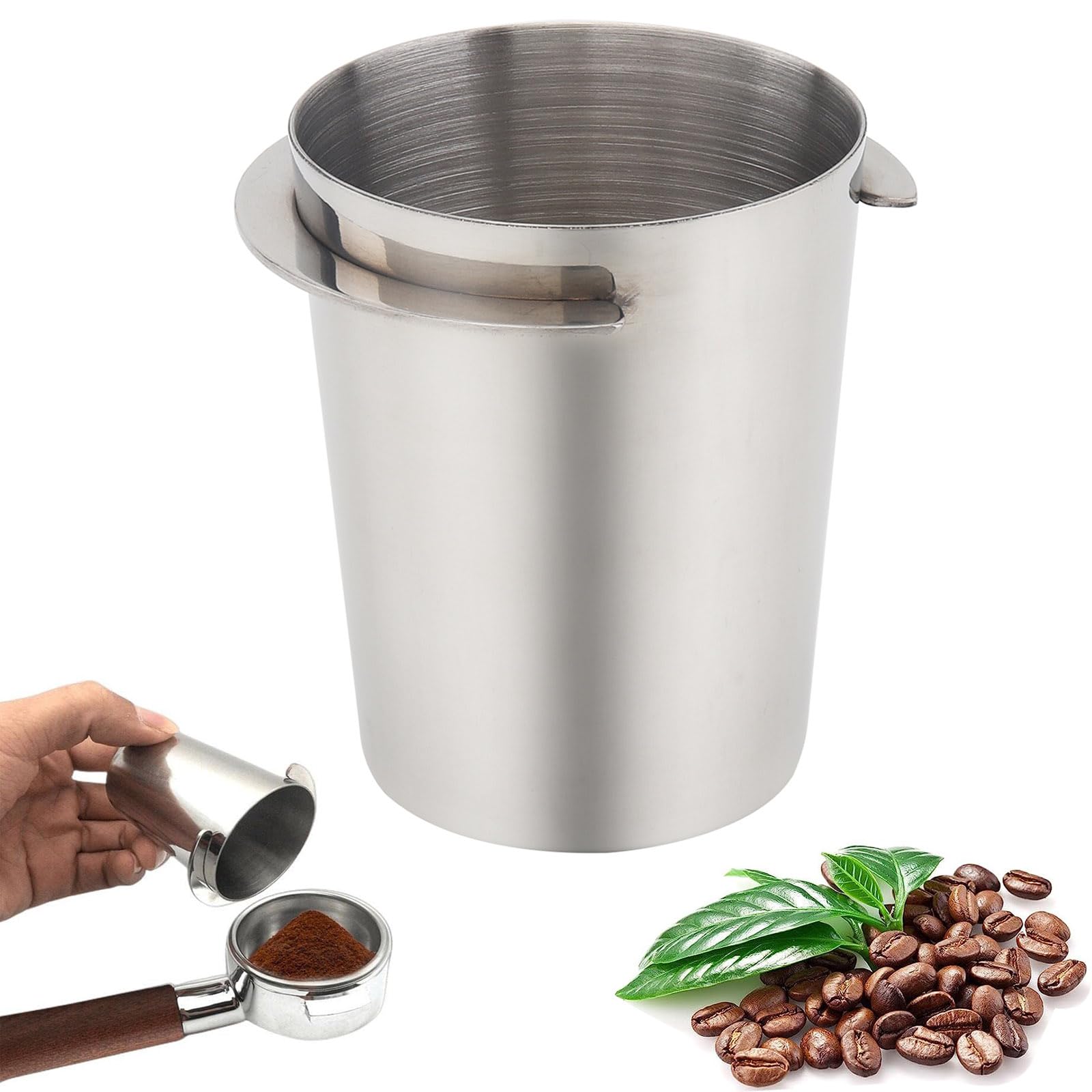 Coffee Dosing Cup 58mm, Stainless Steel Espresso Coffee Dosing Cup Espresso Coffee Machine Accessories, Coffee Powder Feeder Part Coffee Grinder Powder Cup Compatible with 58mm Portafilter