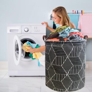 RoyBoder Laundry Hamper Thickened Cotton Waterproof Laundry Basket Leather Handle Collapsible Wide Ring Laundry Hamper in Bedroom Bathroom Dormitory Cloakroom Livingroom Nursery Organizer Toy Bin